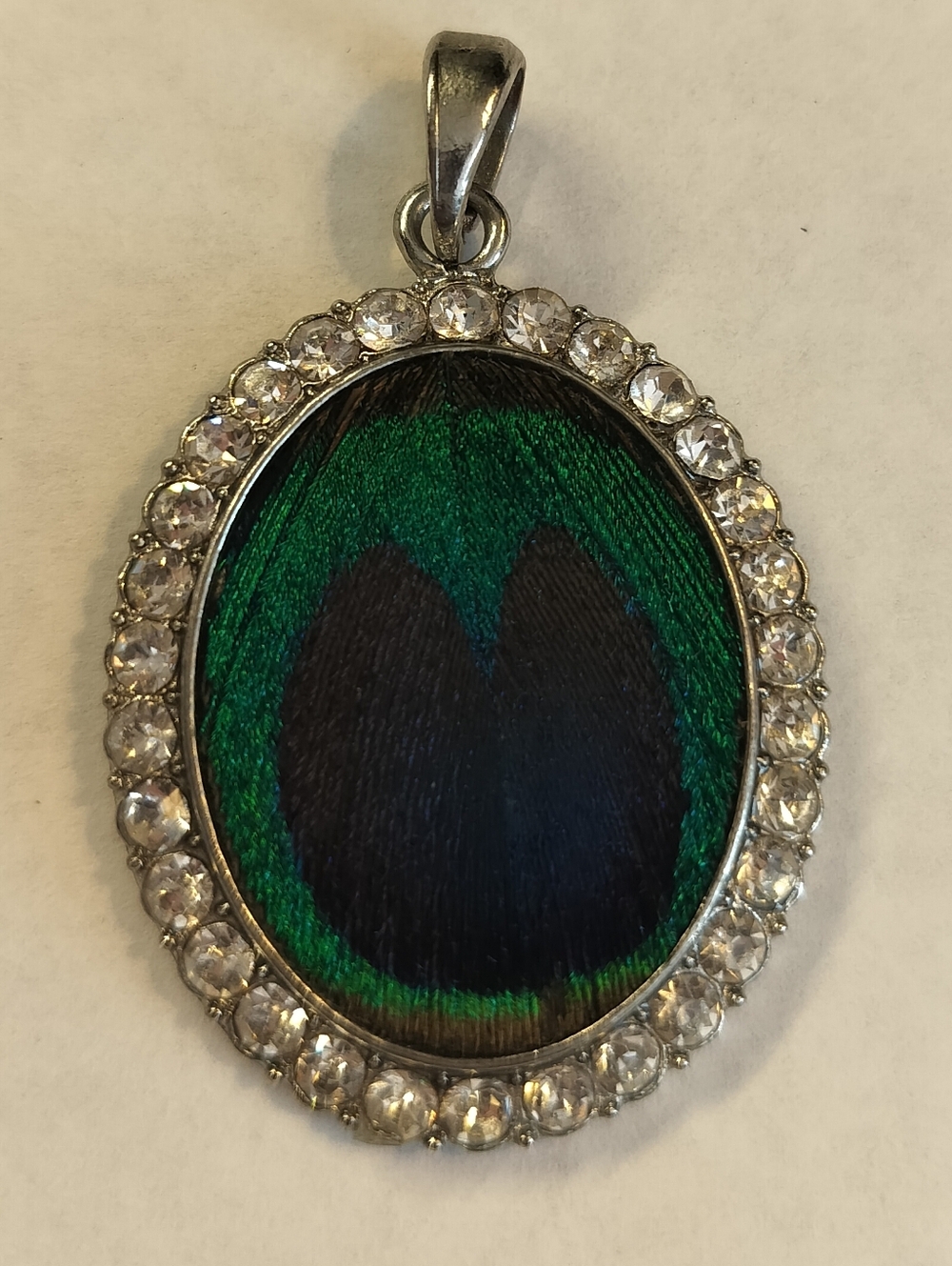 Peacock Feather Oval Pendant